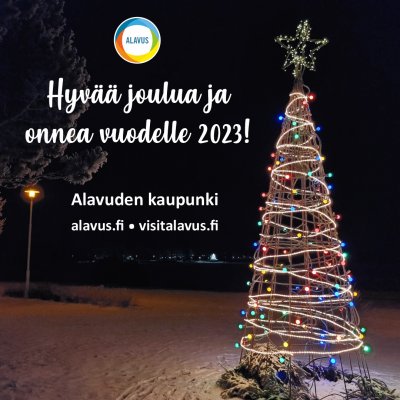 Alavuden kaupunginvirasto on suljettu 23.-30.12.2022 sekä perjantaina 6.1.2023. Hyvää joulua ja onnea vuodelle 2023!