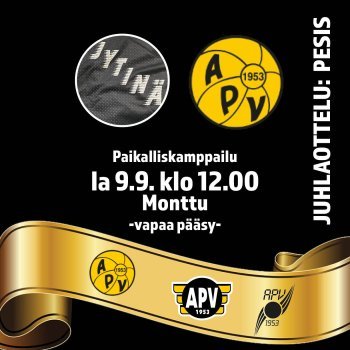 Alavuden Peli-Veikot eli APV viettää 70-vuotisjuhlavuottaan toiminnan merkeissä. Tervetuloa juhlaotteluihin!