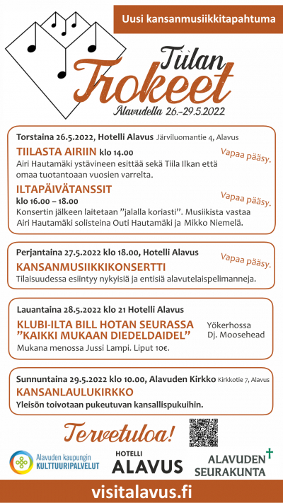 Tiilan Trokeet - uusi kansanmusiikkitapahtuma Alavudella 26.-29.5.2022