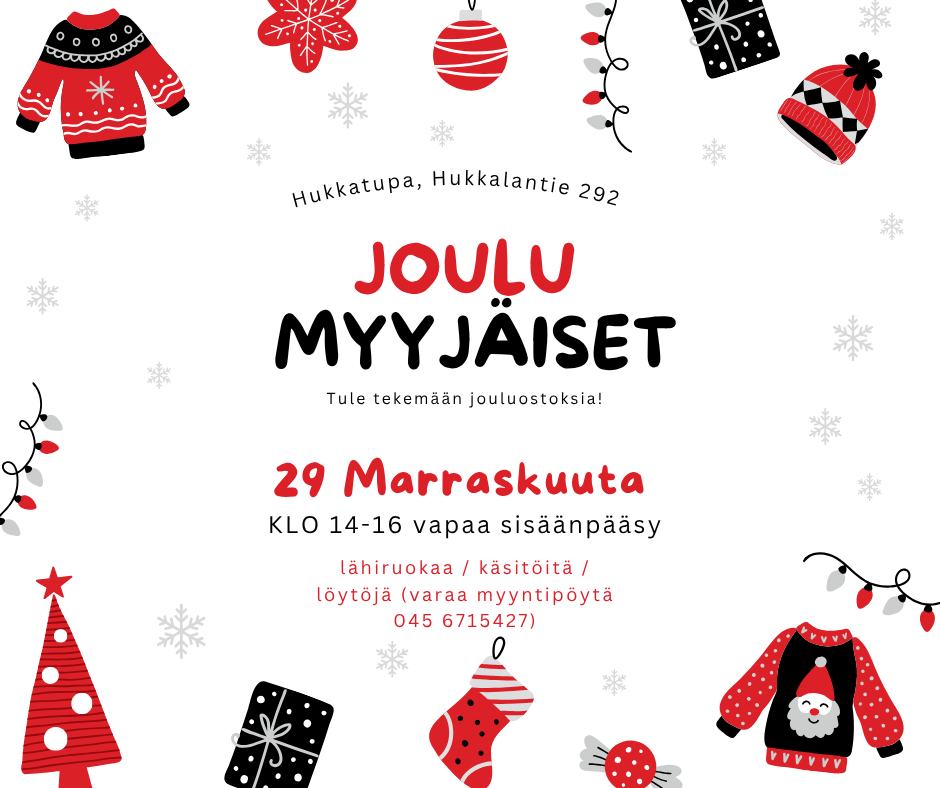 Joulumyyjäiset Sydänmaan Hukkatuvalla lauantaina 29.11.2025 klo 14-16.