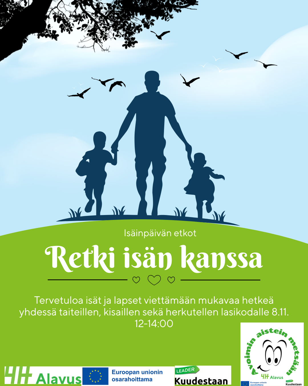 Isänpäivän etkona Retki isän kanssa Alavuden Lasikodalle -tapahtuma lauantaina 8.11.2025.