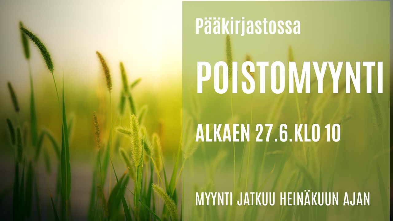  Vanhojen kirjojen poistomyynti sekä Alavuden että Töysän kirjastossa heinäkuun ajan kirjastojen palveluaikoina niin kauan kuin myytävää riittää.
